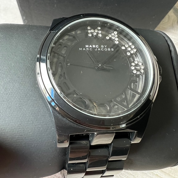 Marc by Marc Jacobs Henry Skeleton Dial Black Plastic Ladies Watch Timepiece - Picture 5 of 10